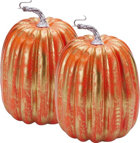 bag of fake pumpkins|large artificial pumpkins.